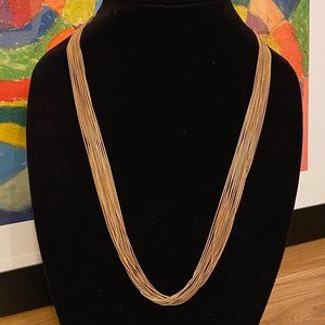 Coldwater Creek Multistrand Golden Necklace, 20"+ with Ribbon Tieback